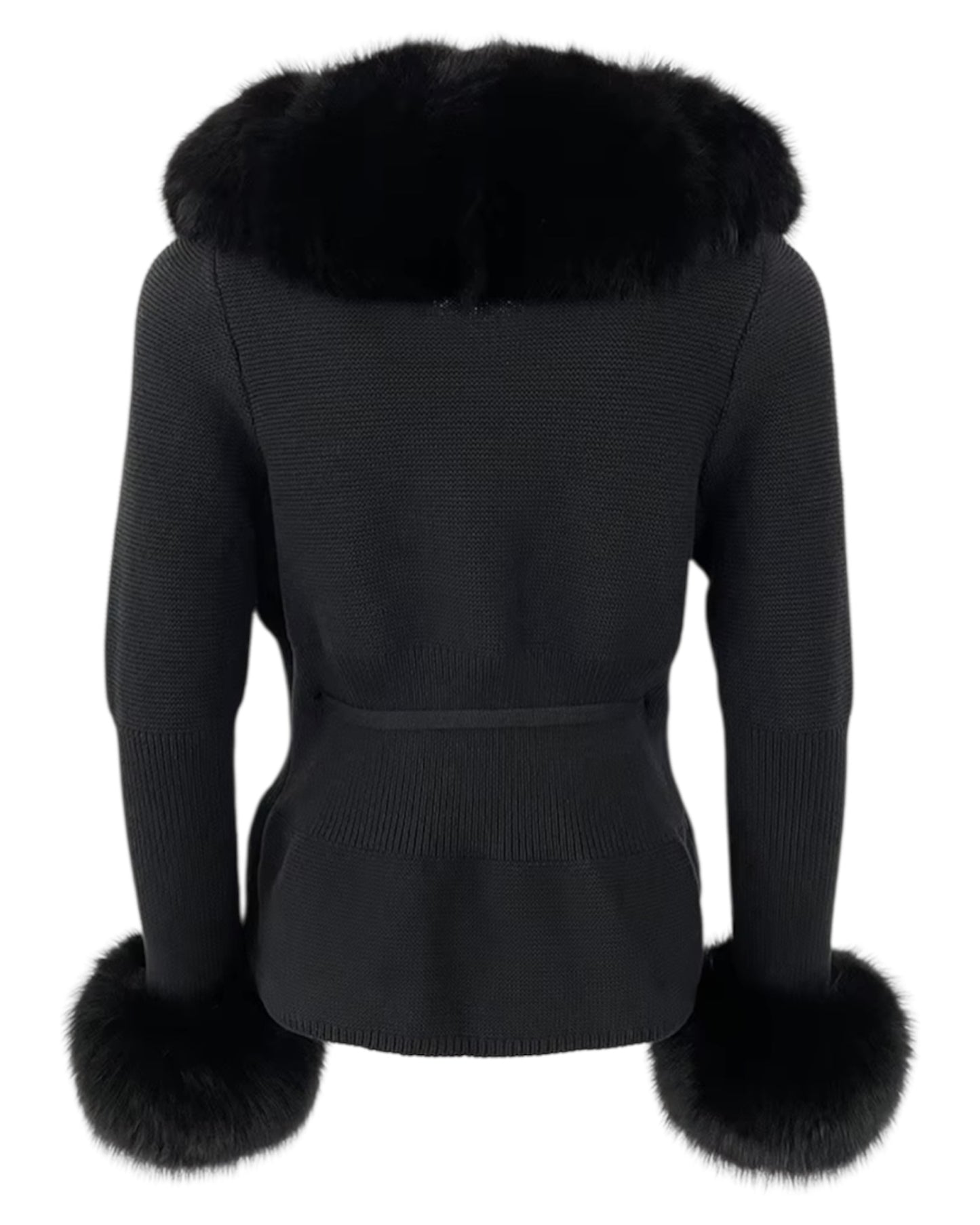 Strickjacke "Mimoza" mit Echtpelz schwarz