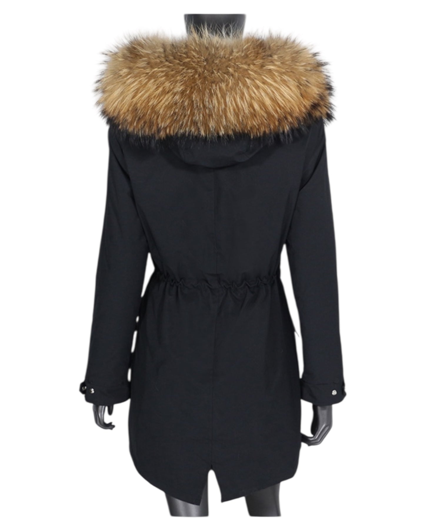 Luxury Echtpelz Parka schwarz