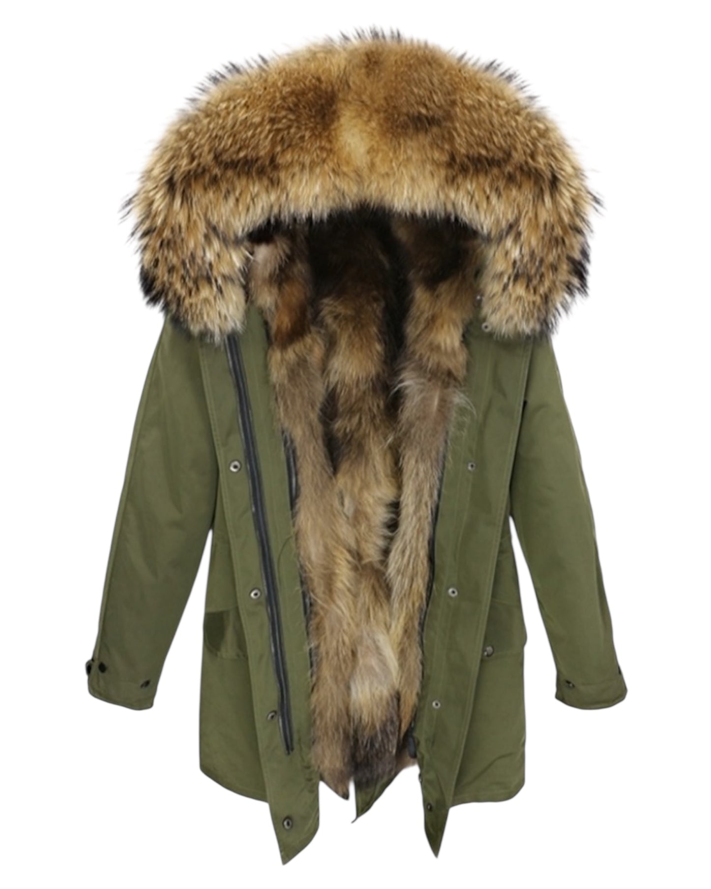 Luxury Echtpelz Parka khaki