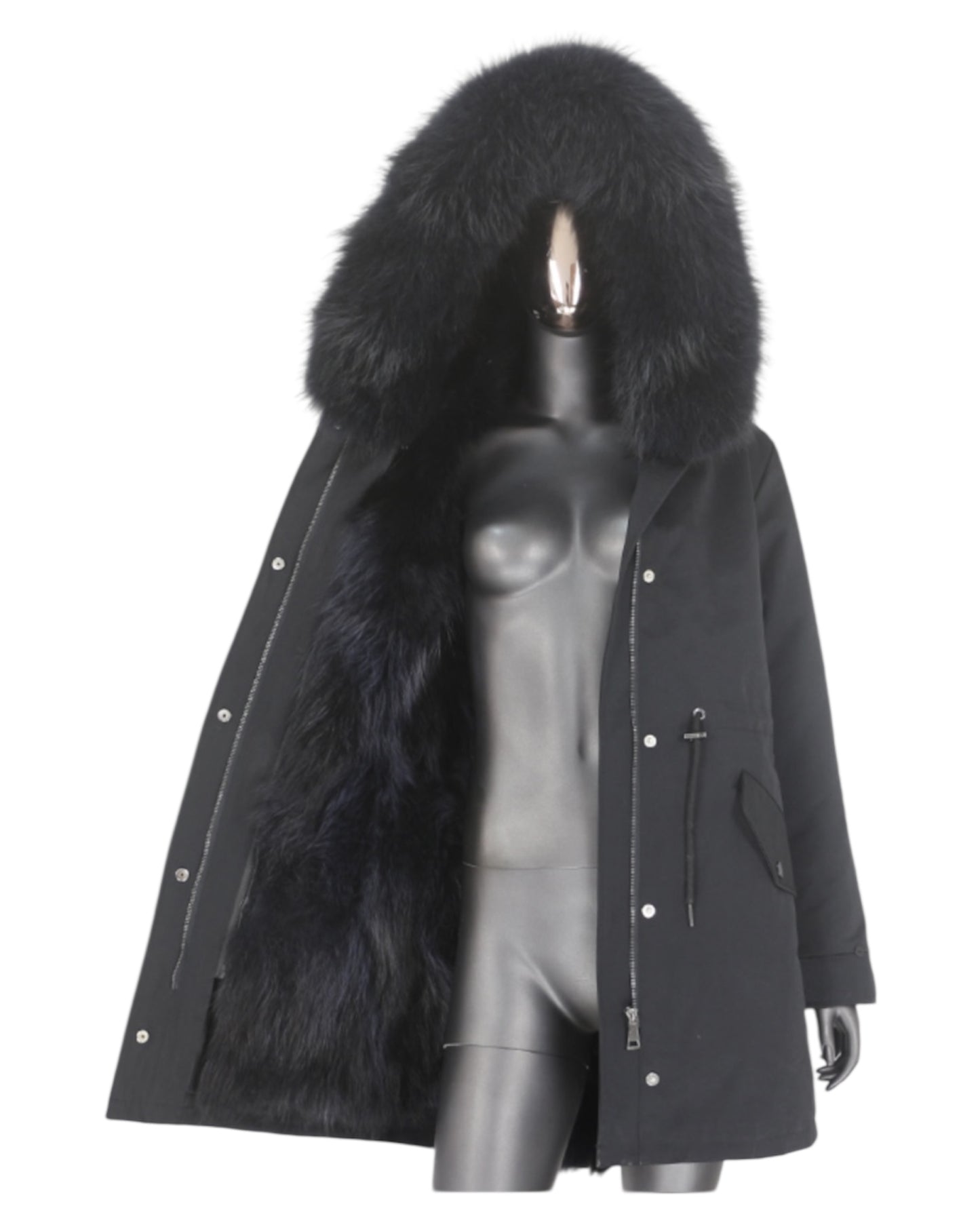 Luxury Echtpelz Parka noir
