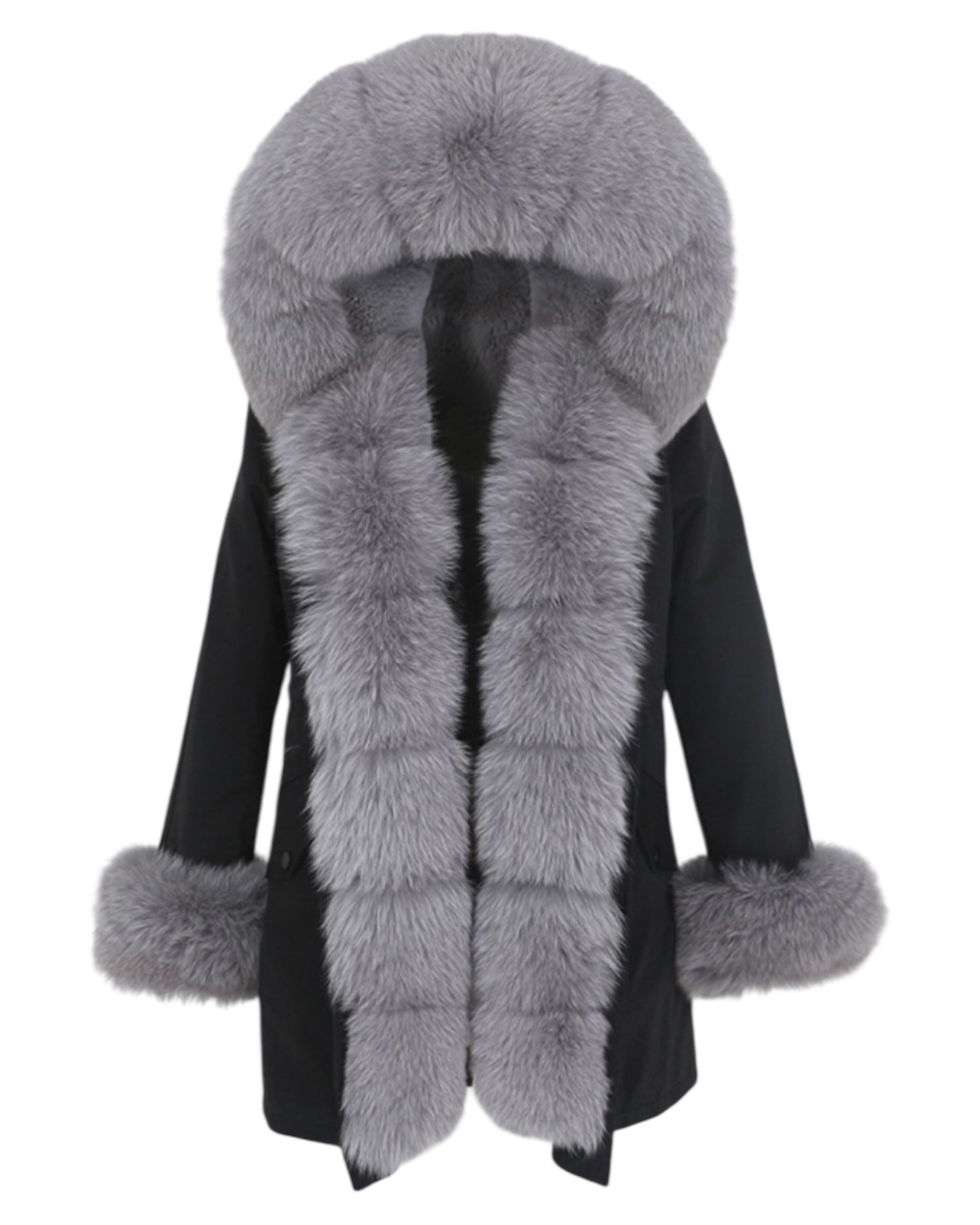 Echtpelz Parka „ Bubble“ schwarz/grau