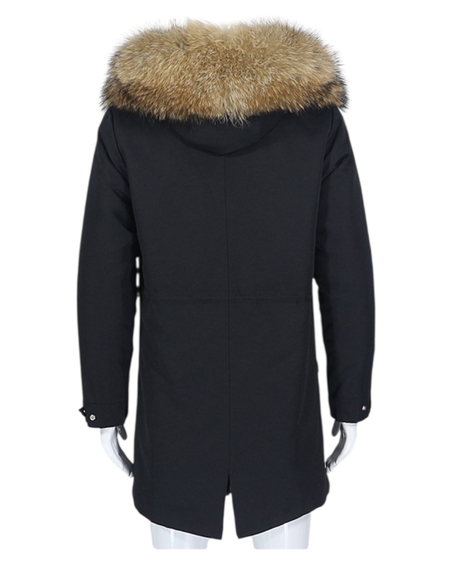 Luxury Echtfell Männer Parka mit Kaninfell Innenfutter black