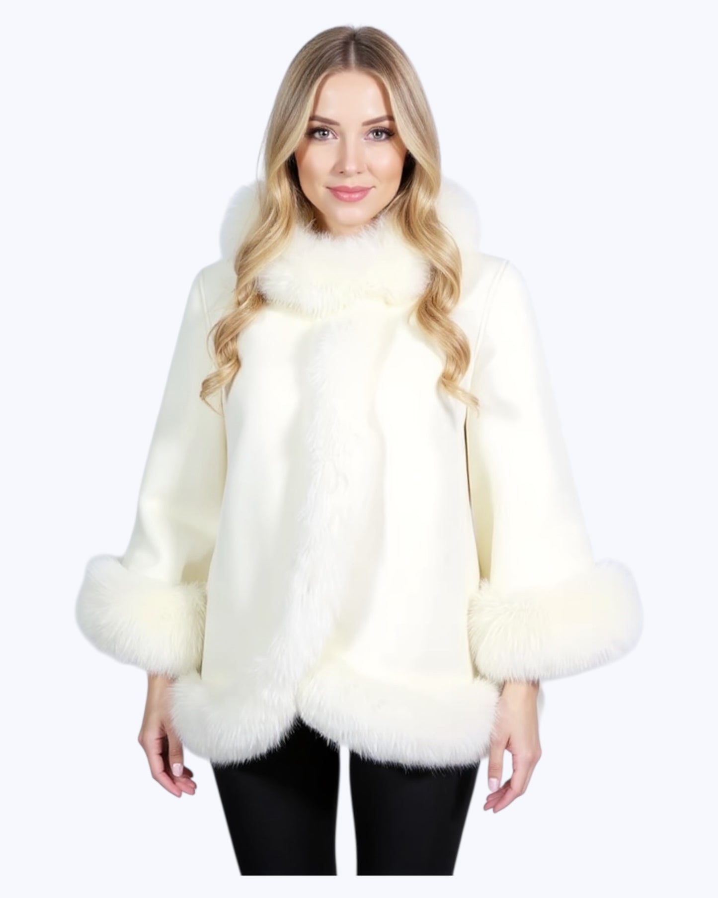 Manteau en cachemire « Valentina » blanc cassé