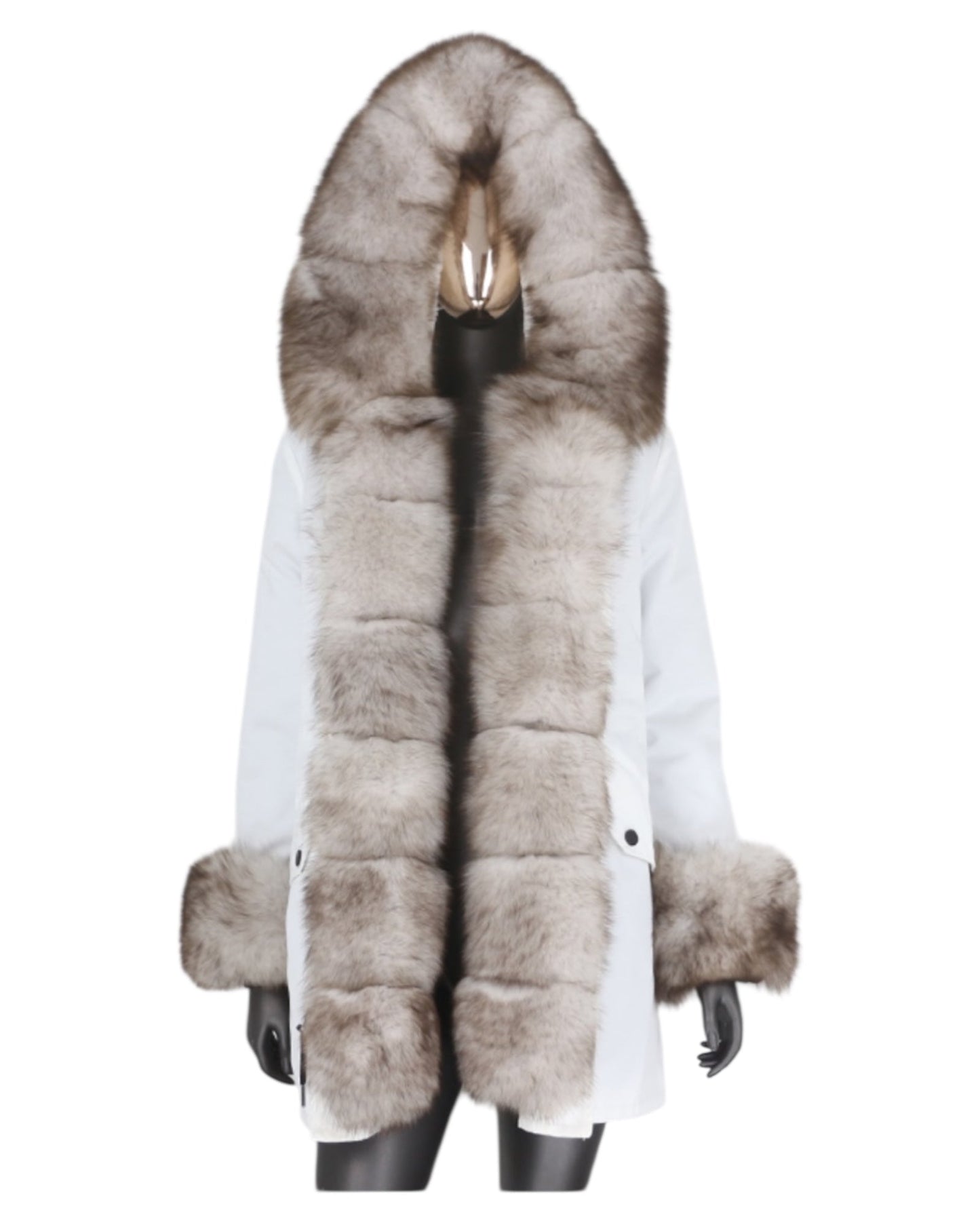 Real fur parka “Bubble” taupe/white