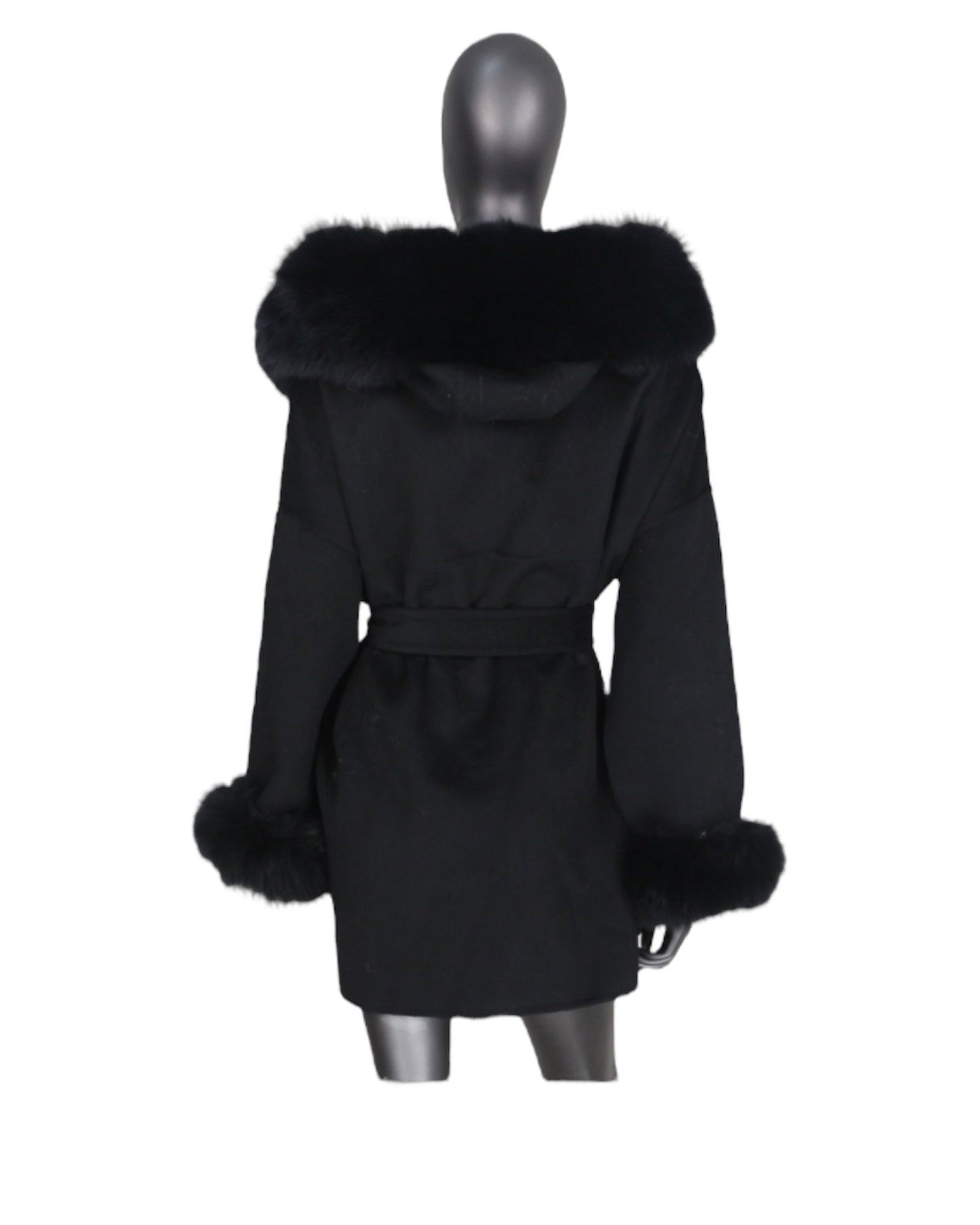 Cashmere coat “Katy” grey with real fur collar