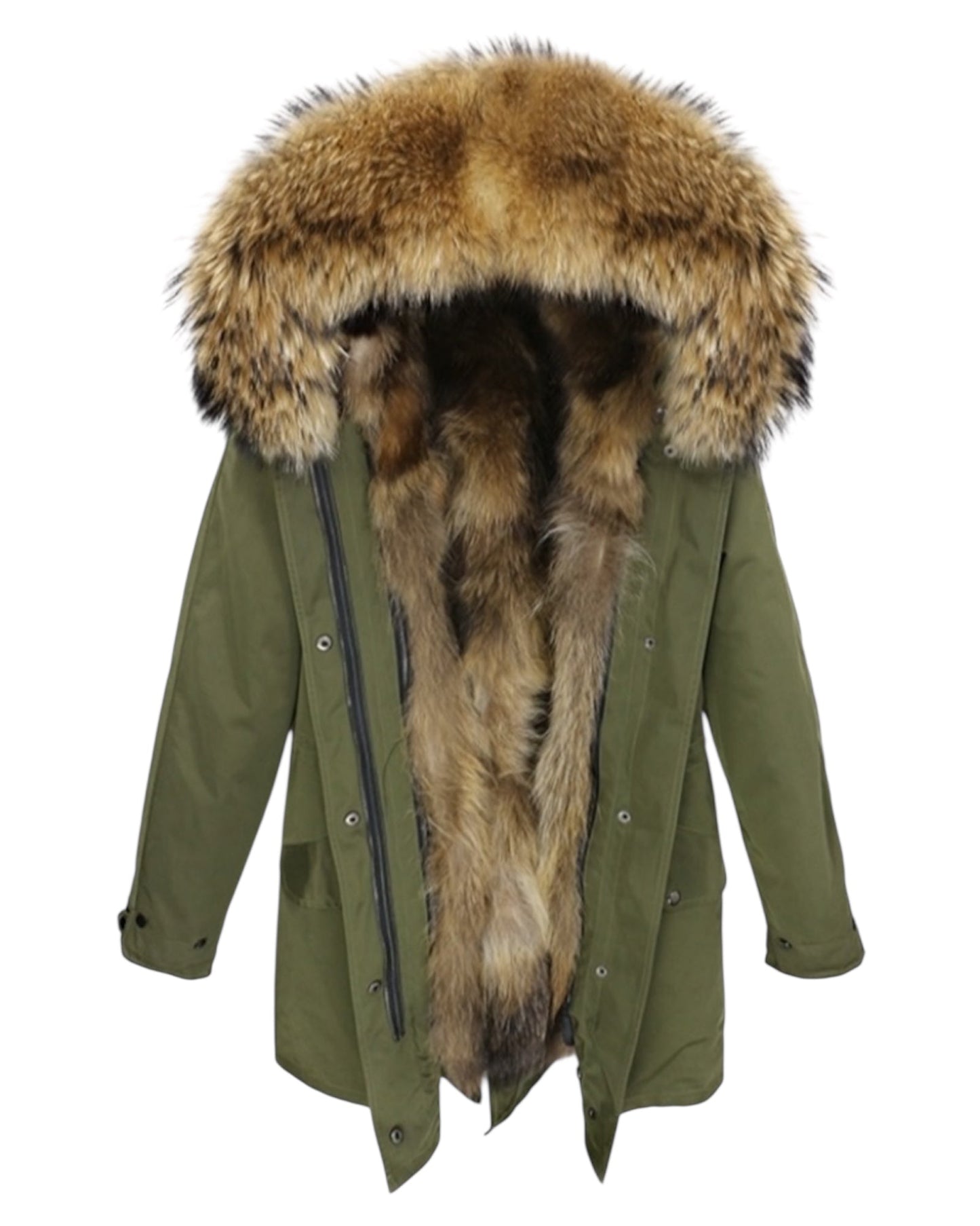 Luxury Parka Real Fur Khaki