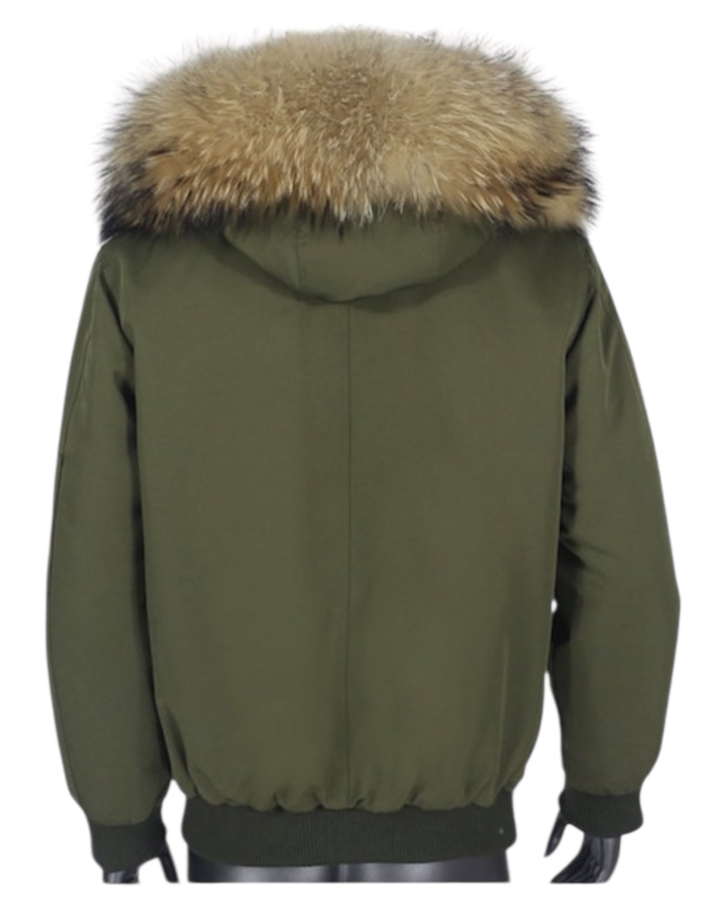 Men's bomber jacket with real fur braid khaki
