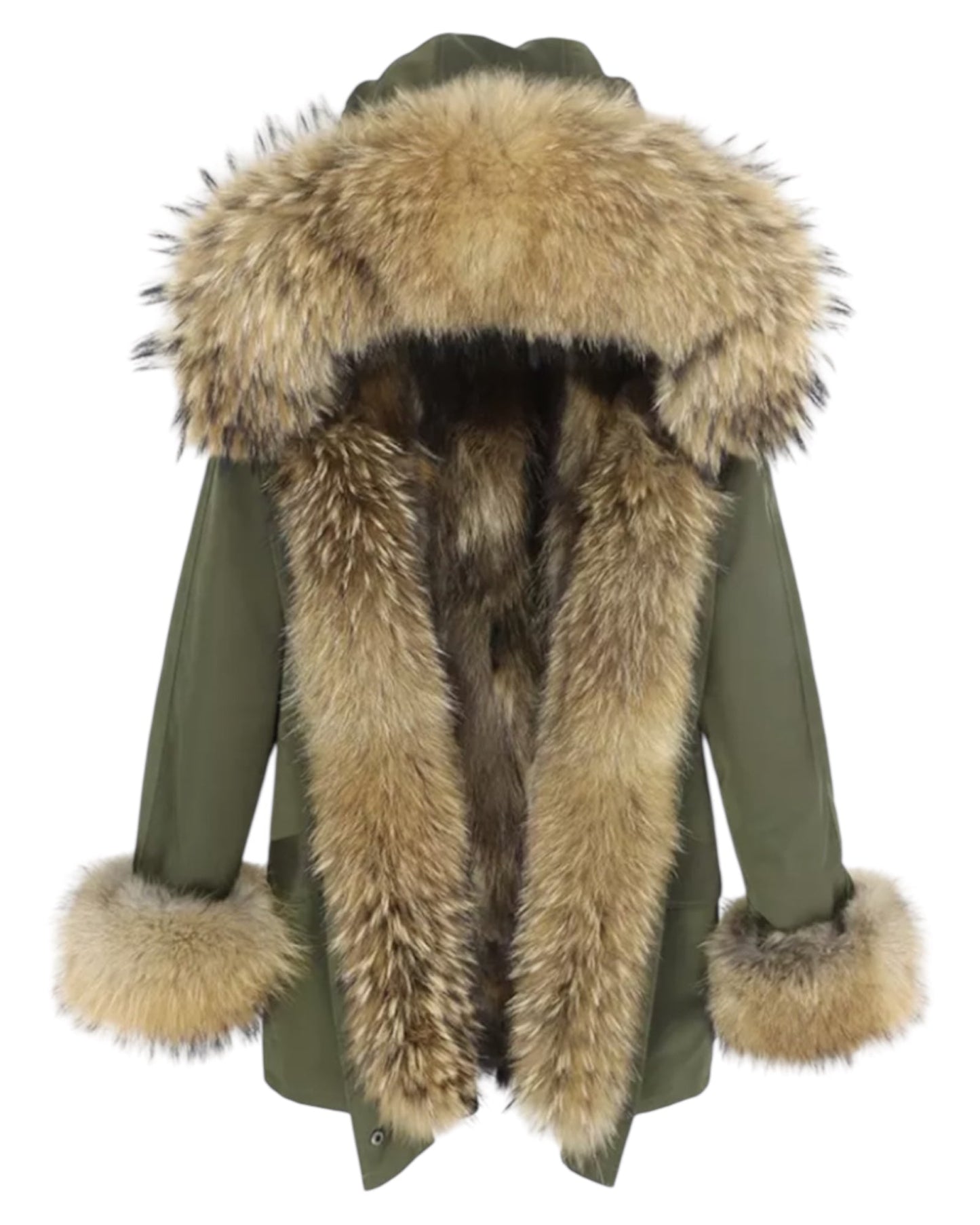 Premium real fur parka khaki