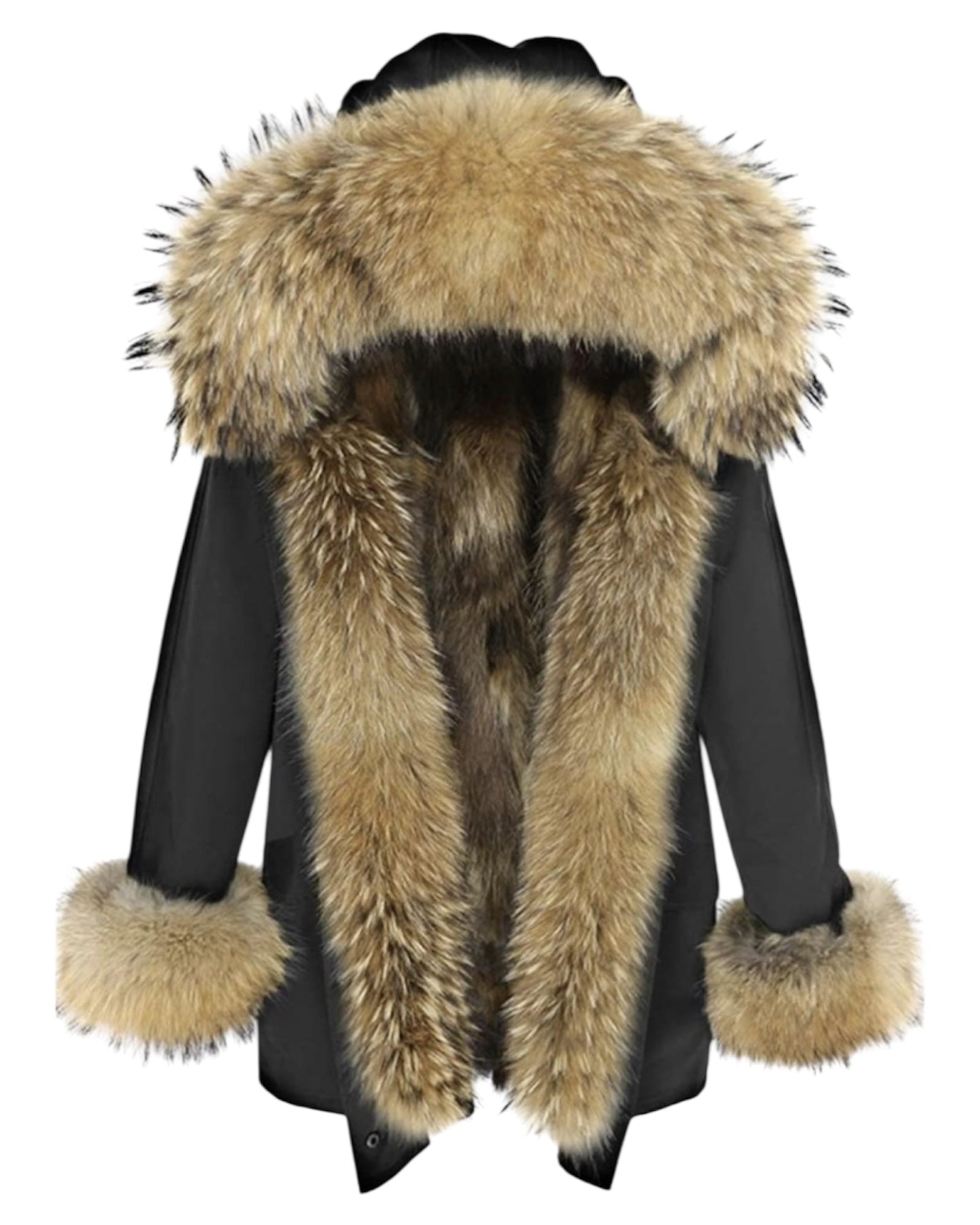 Premium real fur parka black