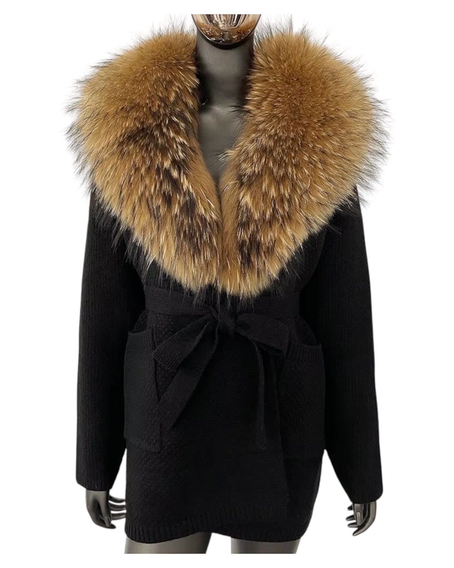 Cardigan "Mimoza" with real fur taupe