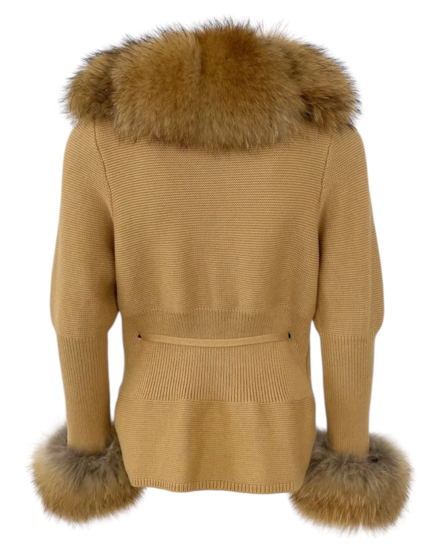 Cardigan "Mimoza" en vraie fourrure marron