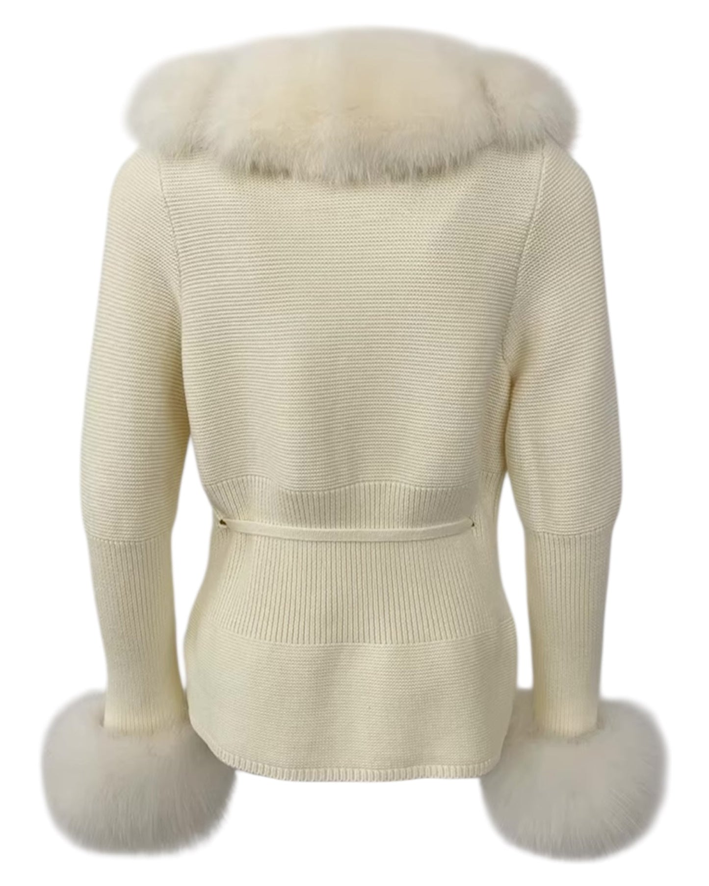 Cardigan "Mimoza" avec fourrure véritable crème