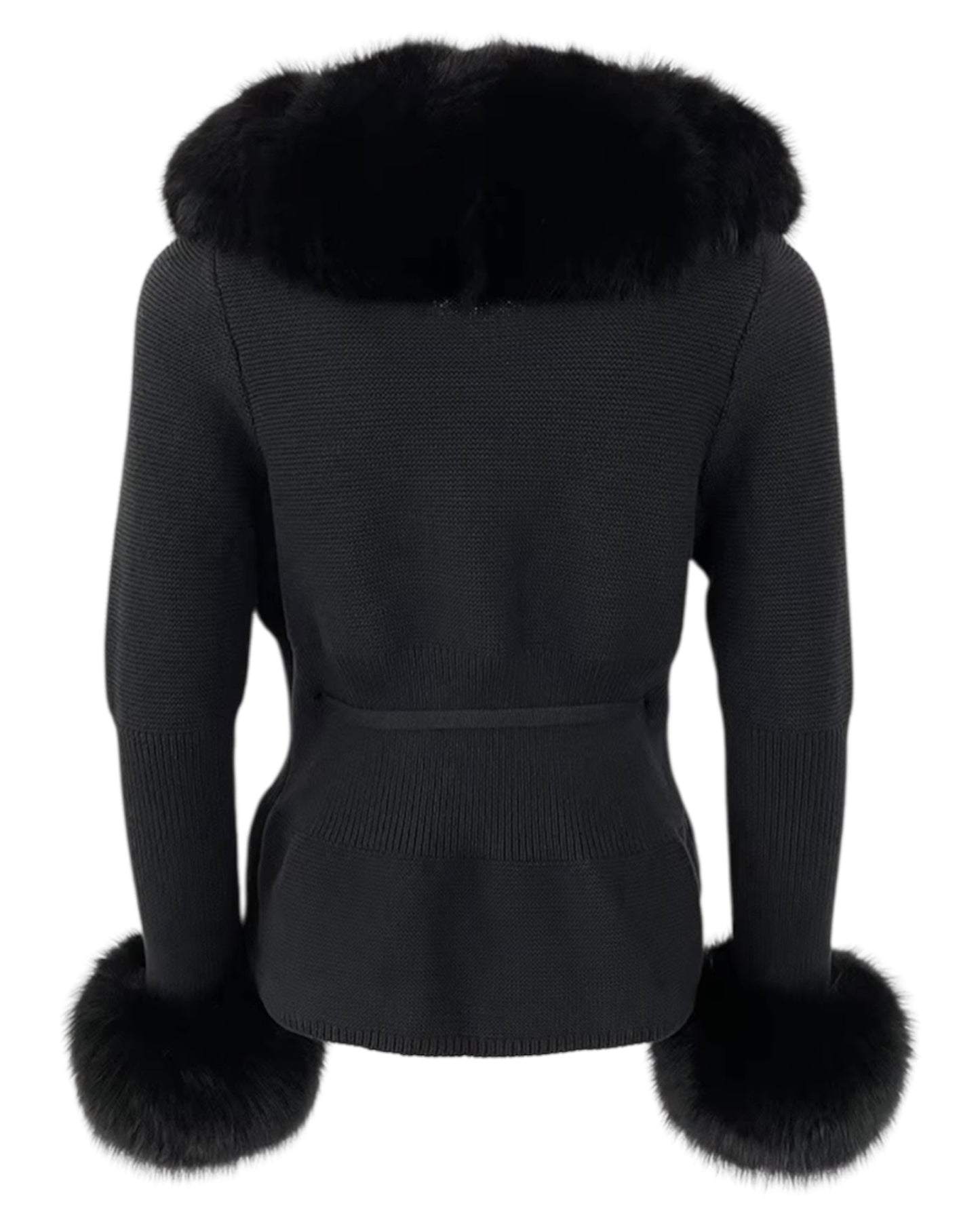 Cardigan "Mimoza" en vraie fourrure noir