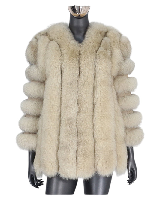 Veste en fourrure « Sara » en vraie fourrure crème 
