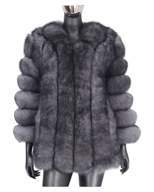 Veste en fourrure « Sara » en vraie fourrure grise 