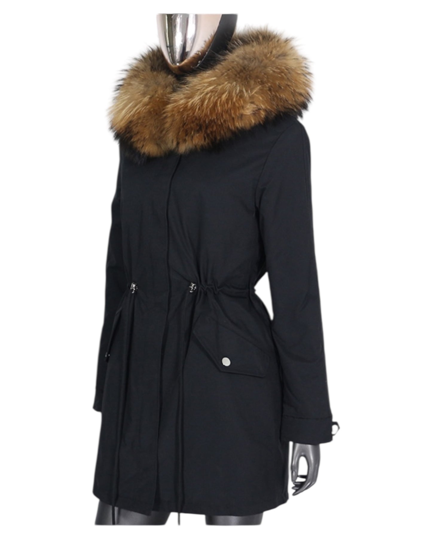 Luxury Echtpelz Parka schwarz