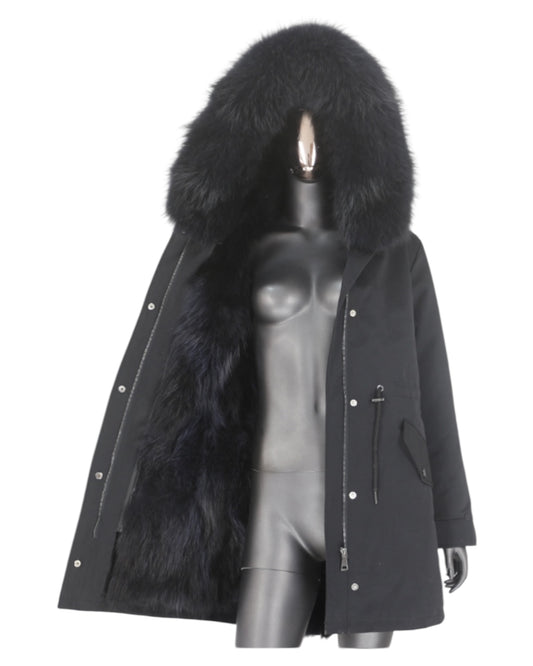 Luxury Echtpelz Parka noir