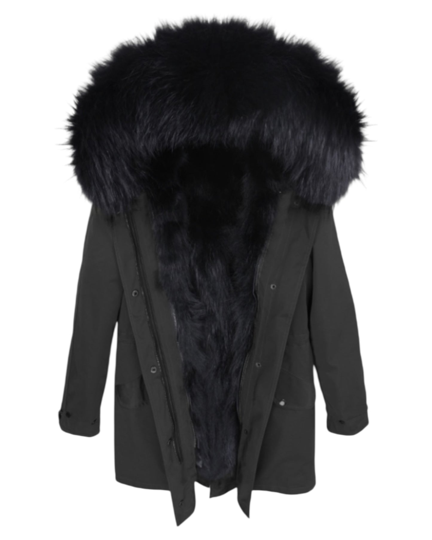 Luxury Echtpelz Parka noir