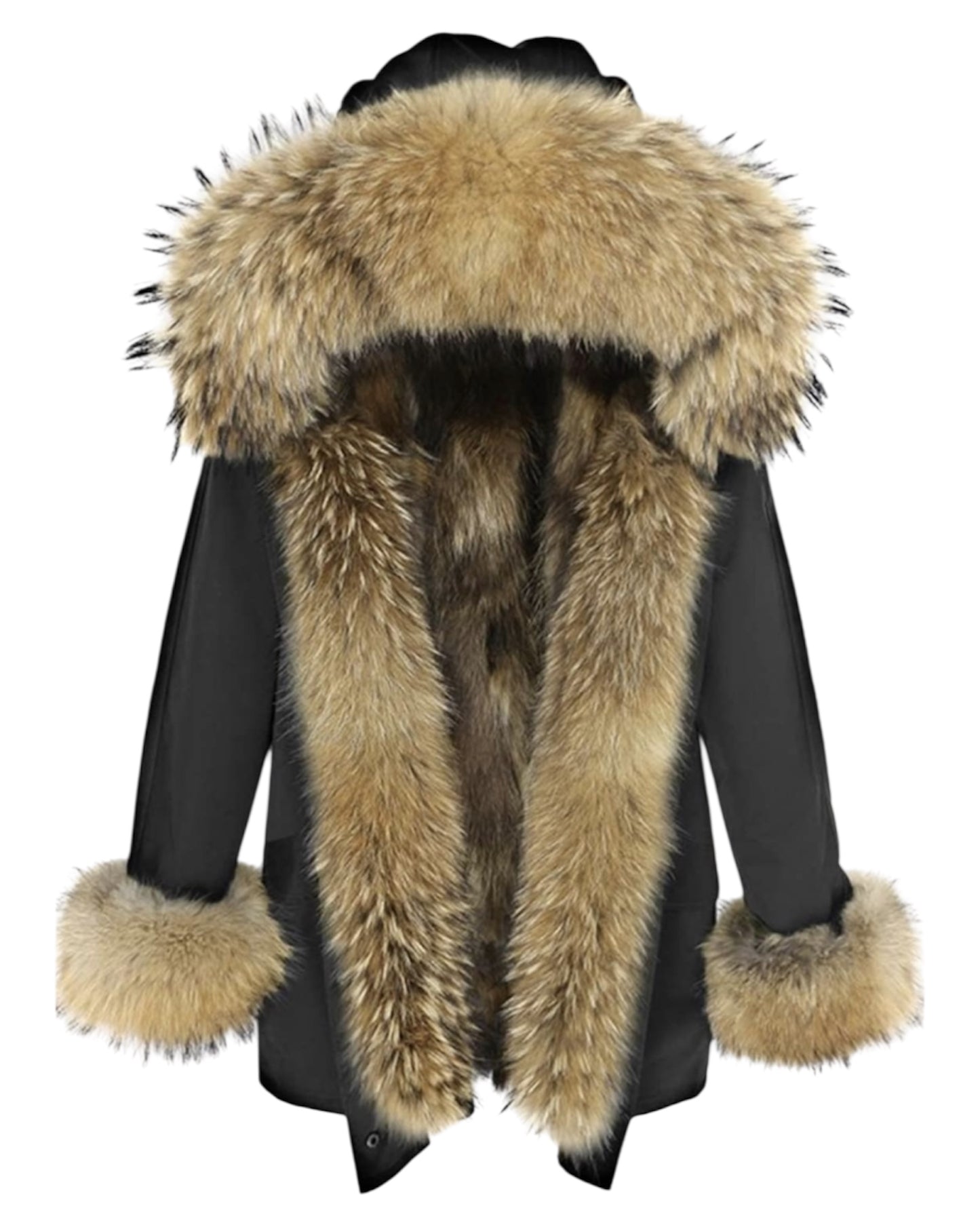 Premium Echtpelz Parka schwarz