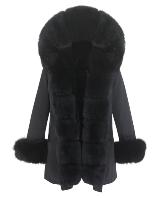 Echtpelz Parka „ Bubble“ schwarz
