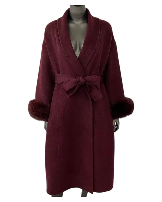 Manteau en cachemire « Louisa » rouge vin