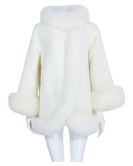 Manteau en cachemire « Valentina » blanc cassé