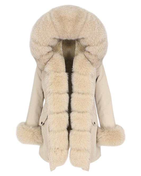 Real fur parka “Bubble” beige