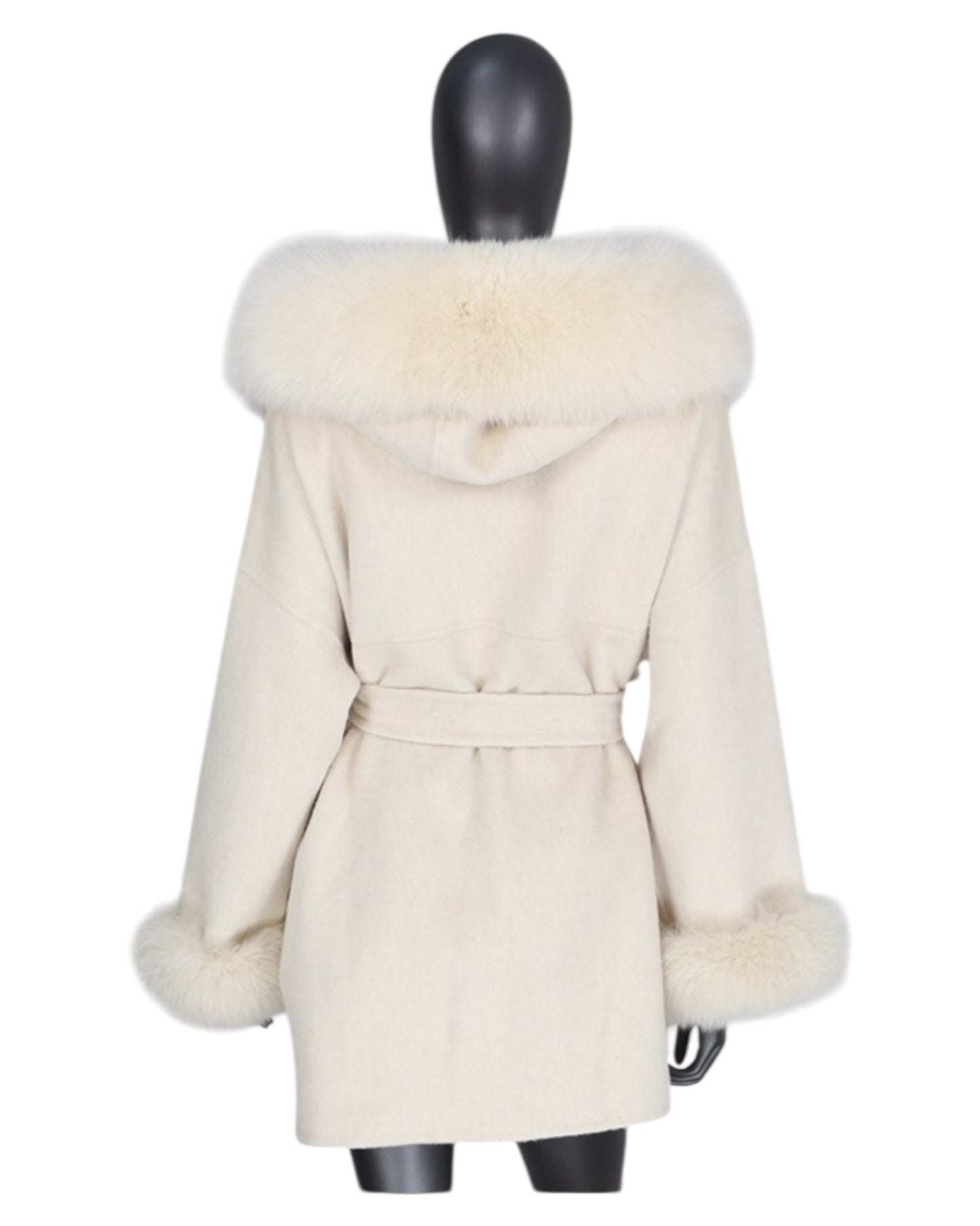Cashmere coat “Katy” grey with real fur collar