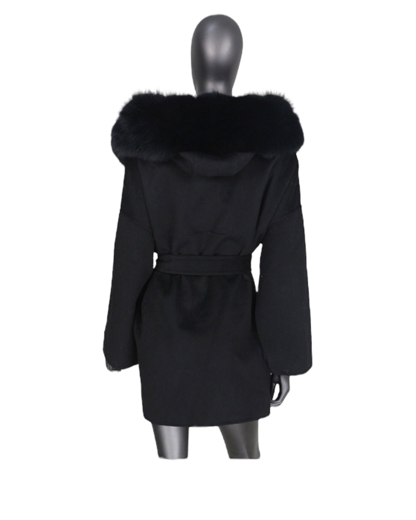 Cashmere coat “Leya” Off White with real fur collar