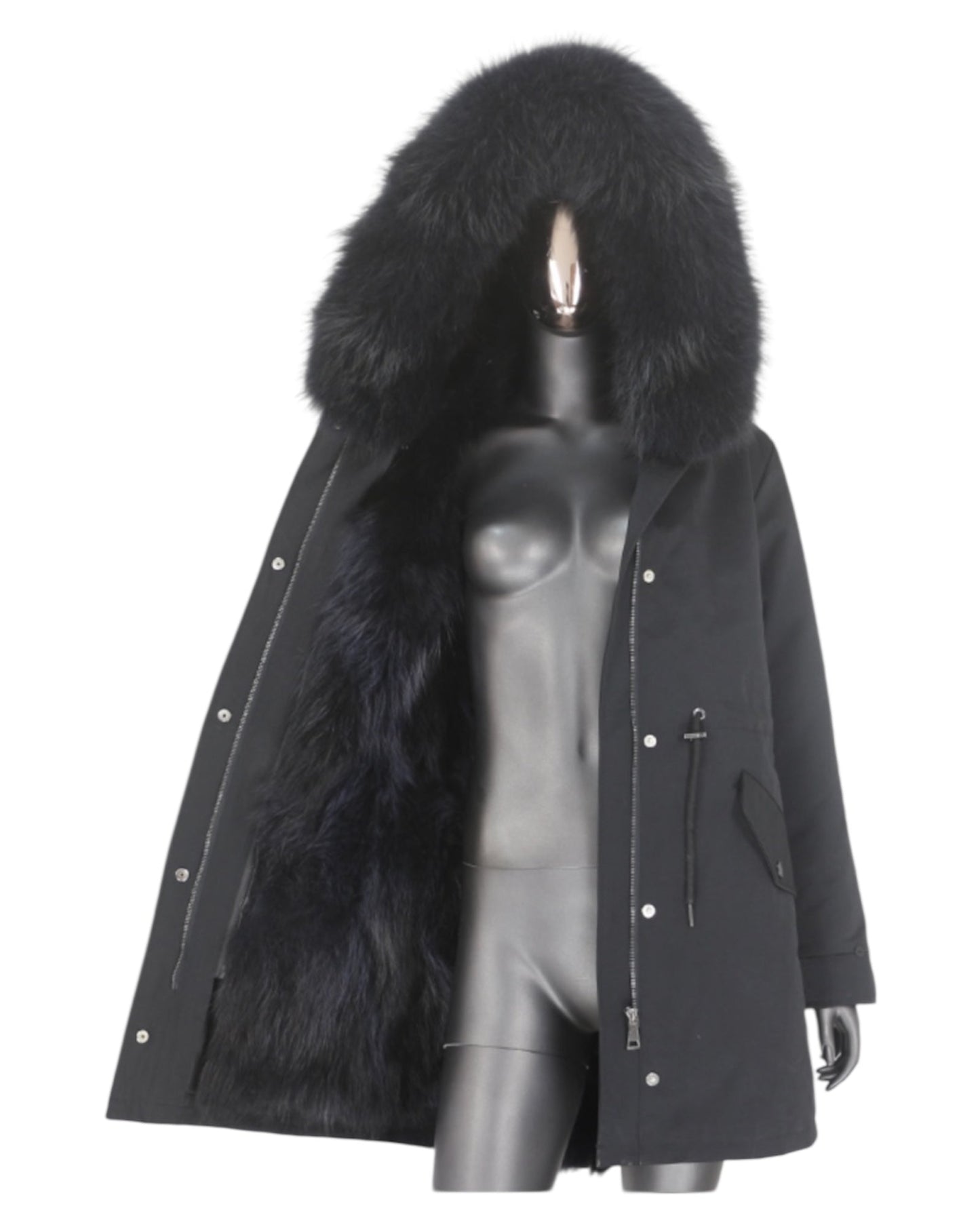 Luxury real fur parka noir