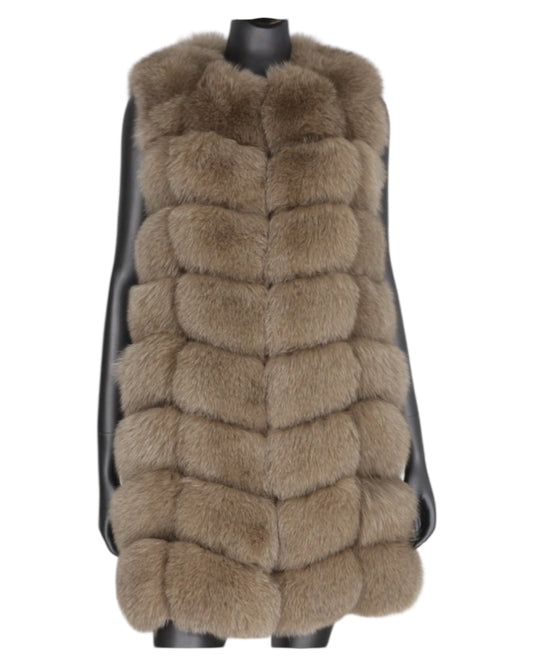 Fur vest “Laura” light brown