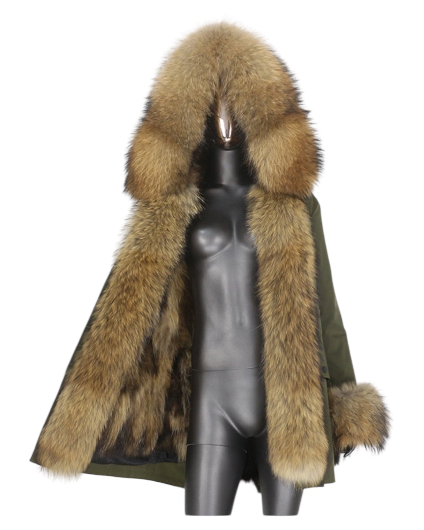 Premium real fur parka khaki