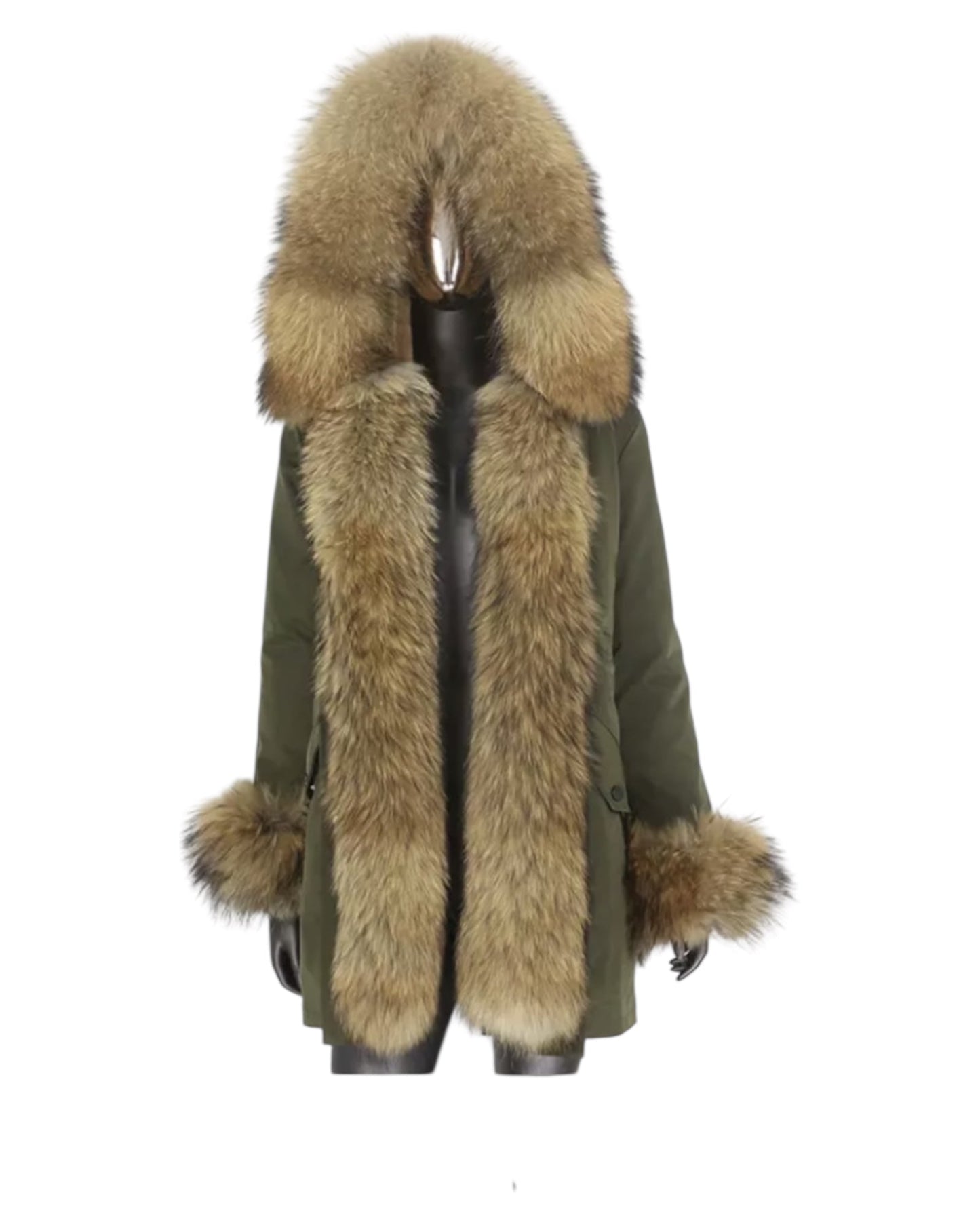 Premium real fur parka khaki