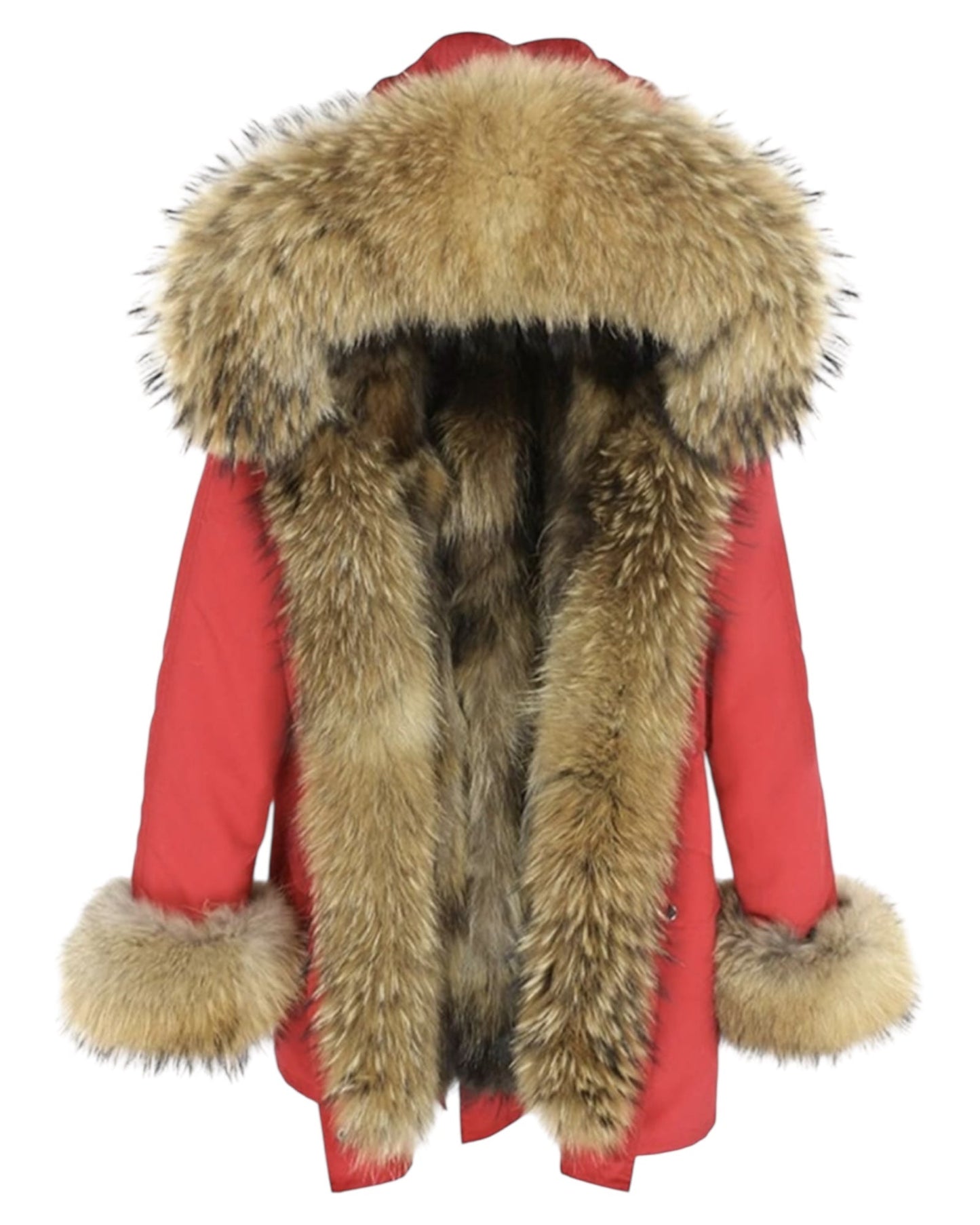 Parka en fourrure véritable de qualité supérieure rouge