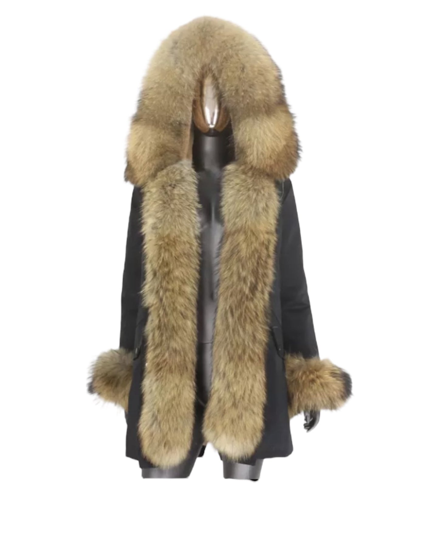 Premium real fur parka black
