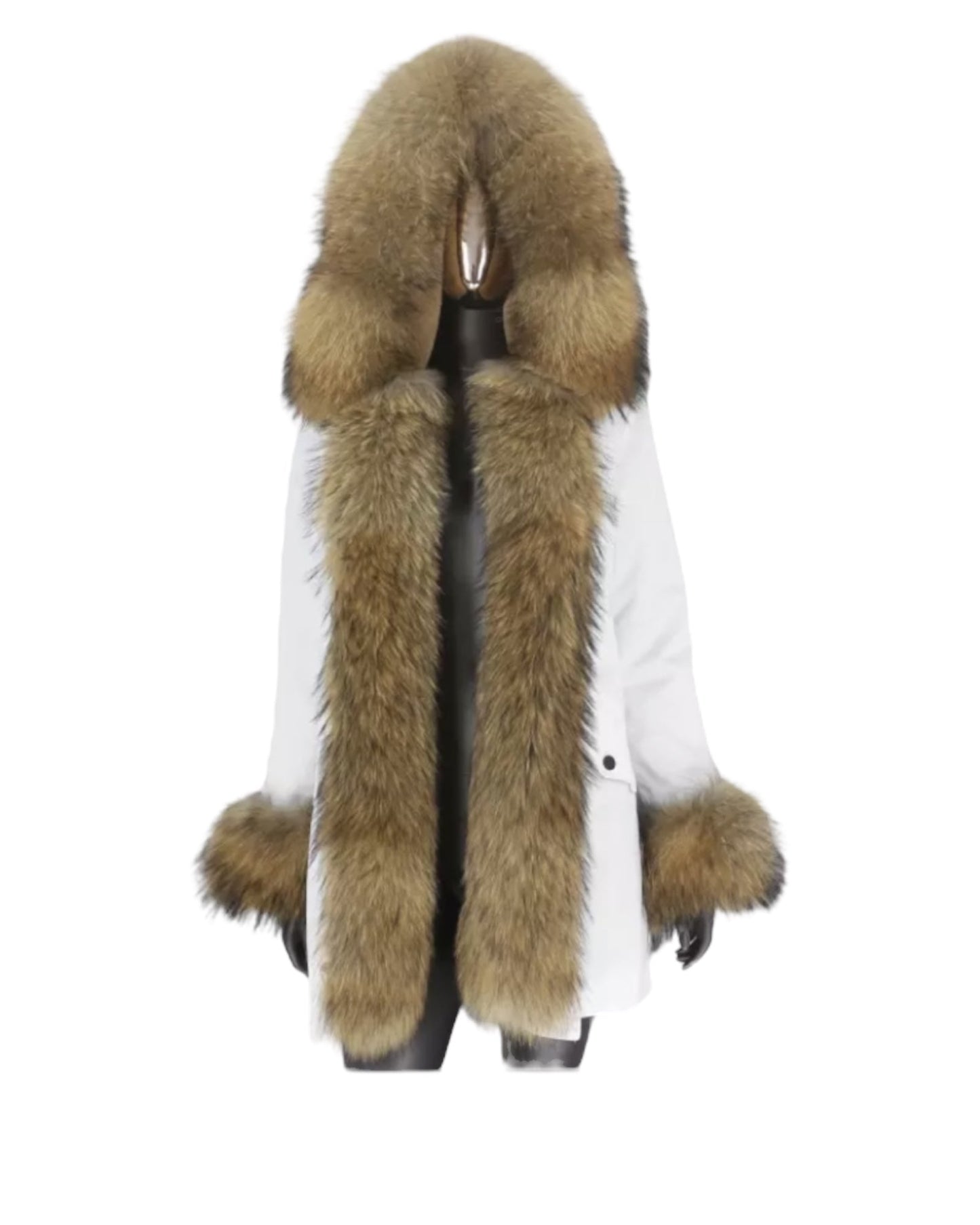 Parka en fourrure véritable de qualité supérieure blanche