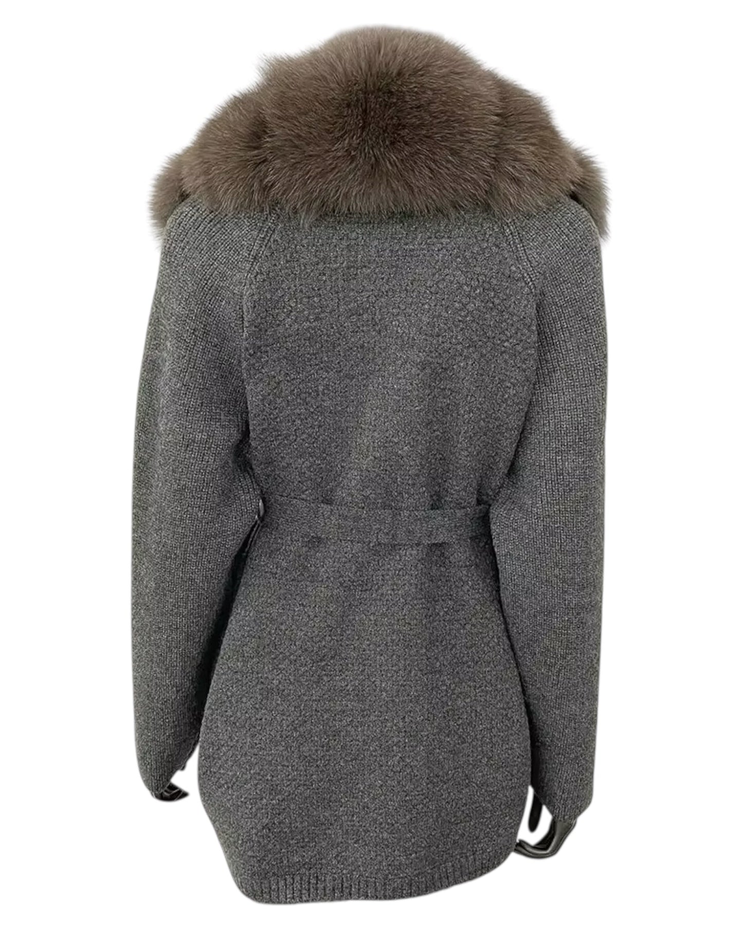 Cardigan "Mimoza" with real fur taupe