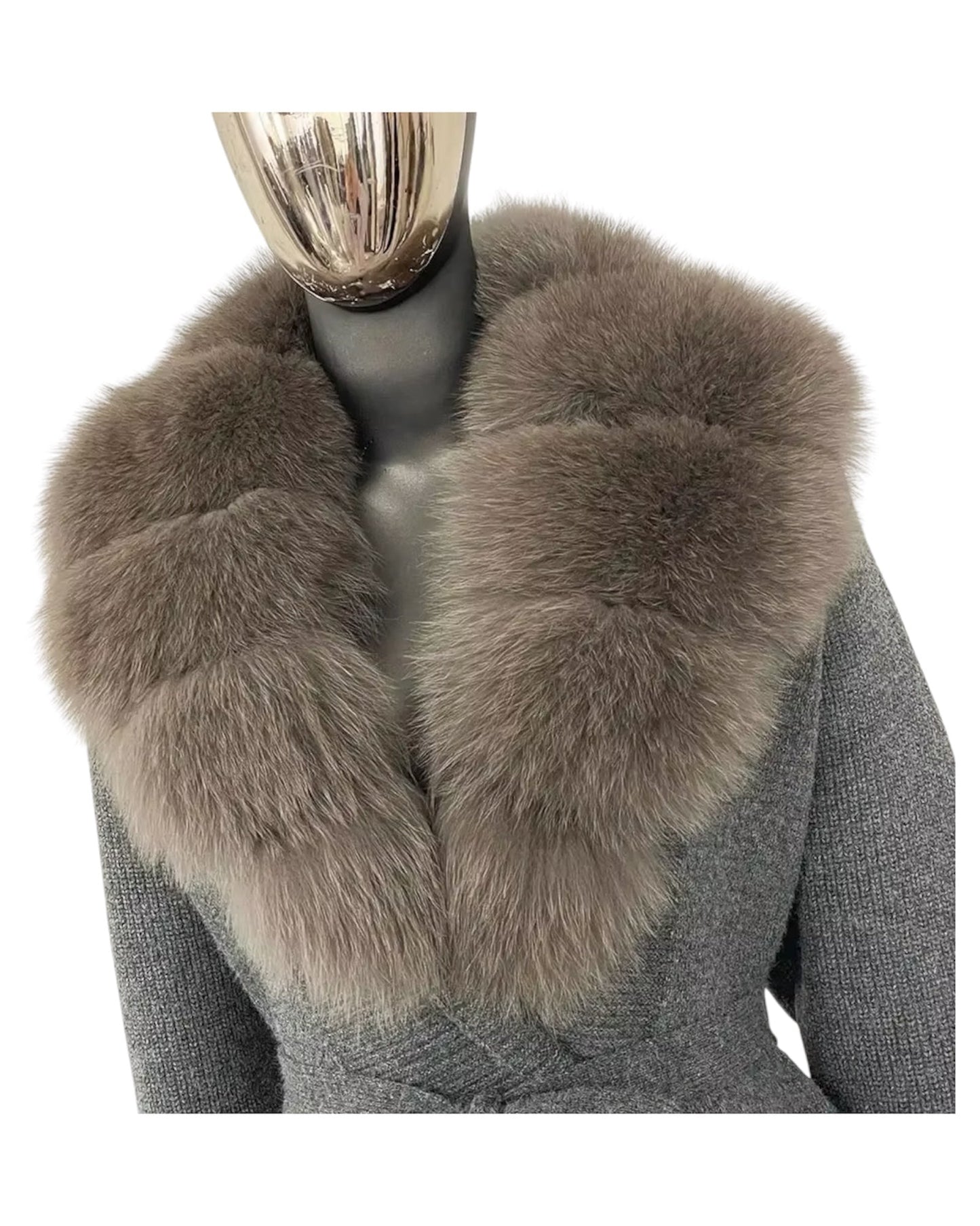 Cardigan "Mimoza" with real fur taupe