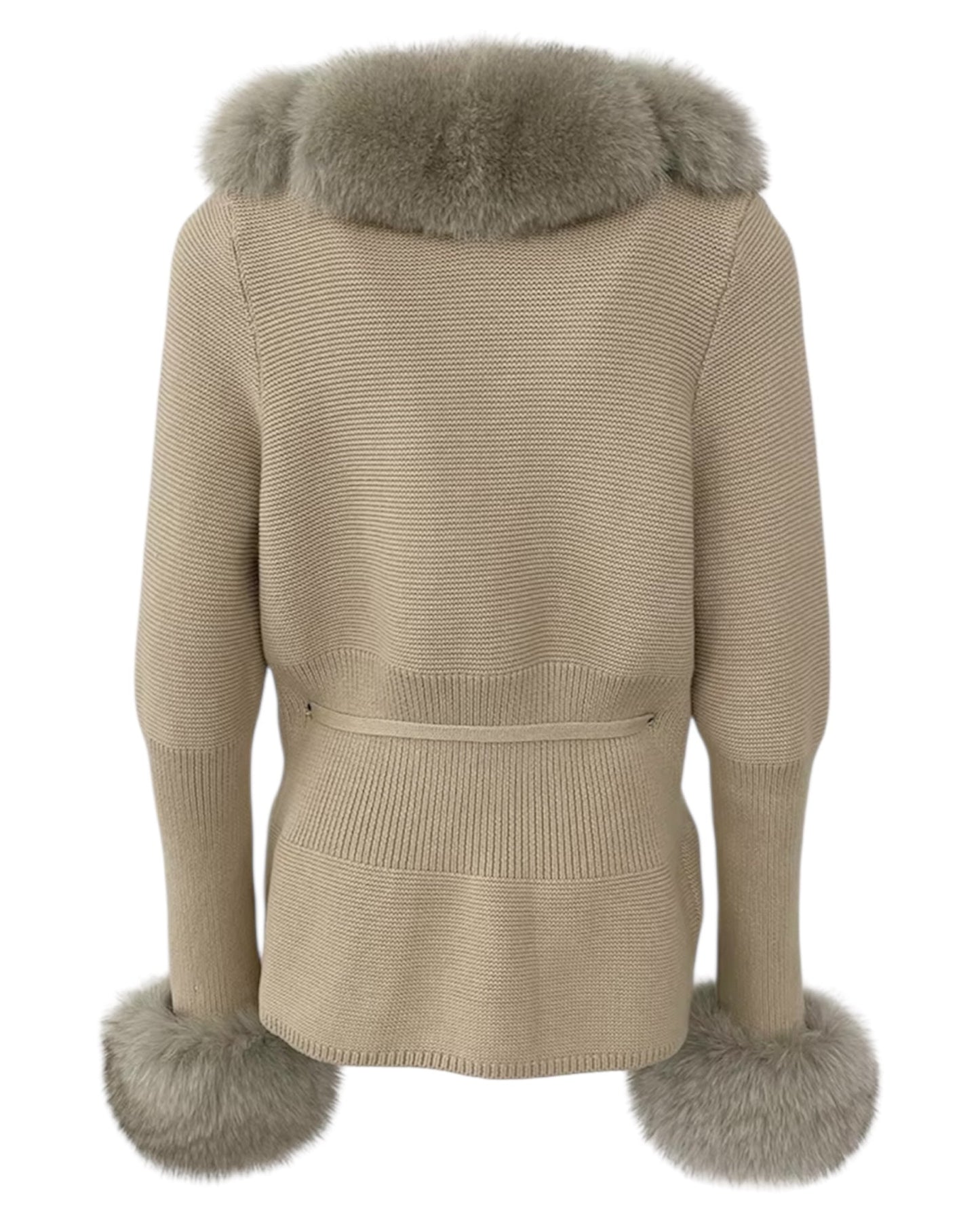 Cardigan "Mimoza" en vraie fourrure taupe